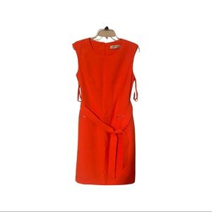 NWT Sz 10P Kasper belted shift dress with zipper pockets in bright Orange.